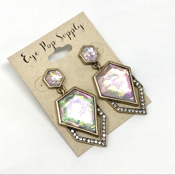 Multicolor Iridescent CZ Crystal Fashion Earrings - Picture 4 of 8